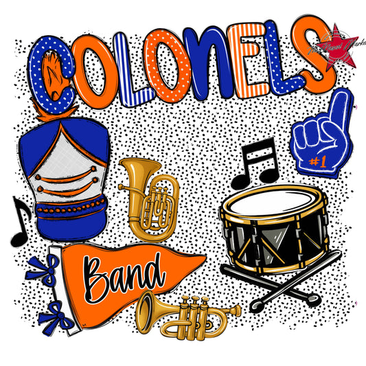 Colonels Band Spirit-Royal Blue & Orange