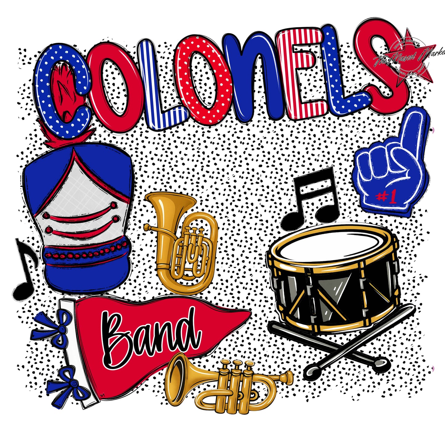 Colonels Band Spirit-Royal Blue & Red