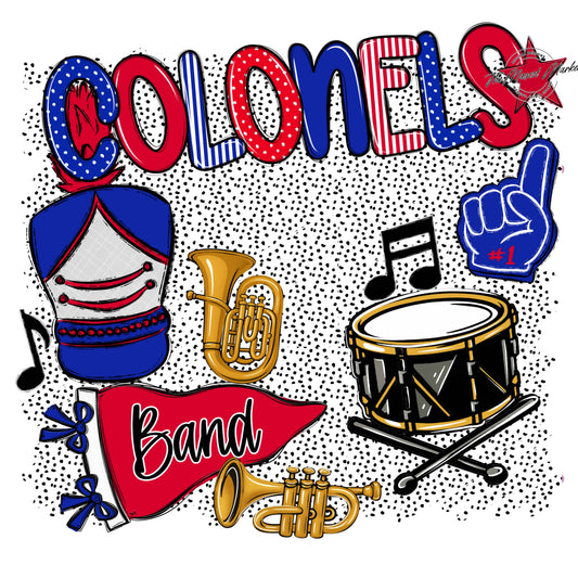 Colonels Band Spirit-Royal Blue & Red