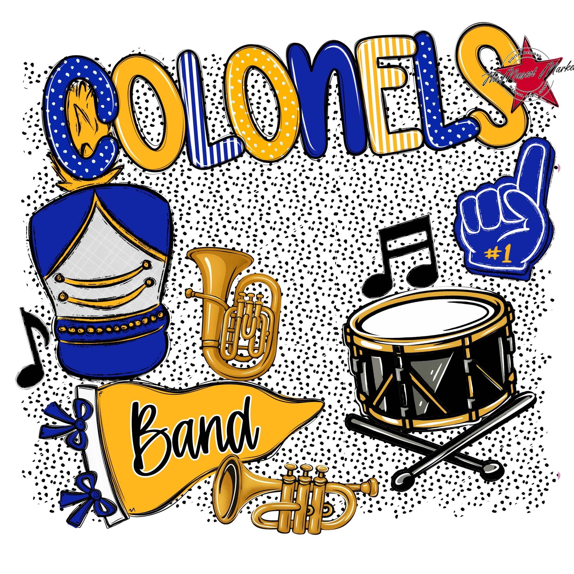 Colonels Band Spirit-Royal Blue & Yellow