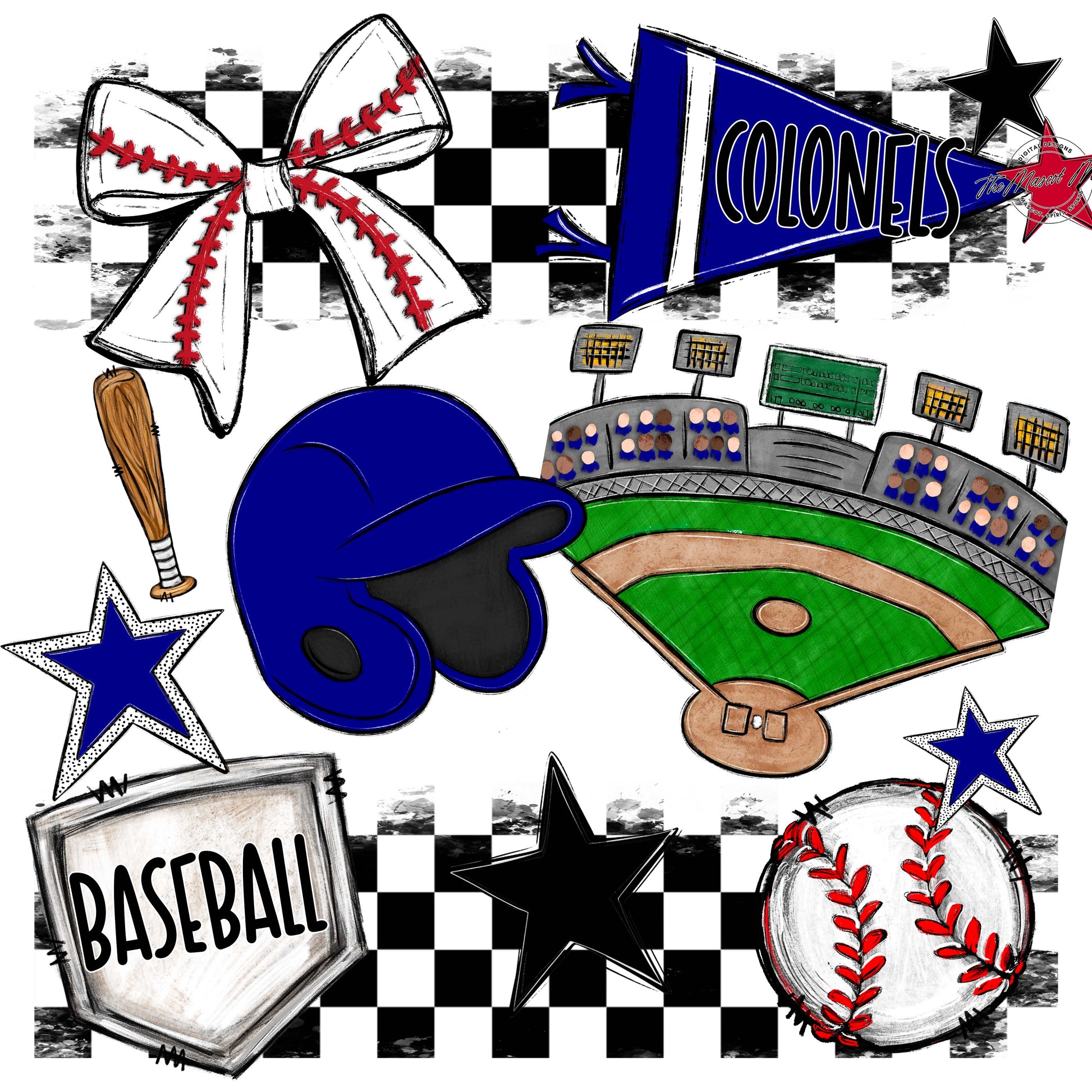 Colonels Baseball Checkers Design-Blue