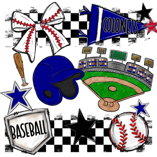 Colonels Baseball Checkers Design-Blue