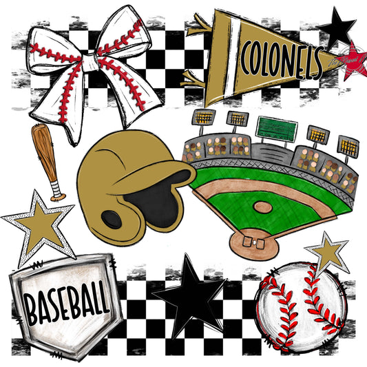 Colonels Baseball Checkers Design-Gold