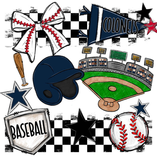 Colonels Baseball Checkers Design-Navy
