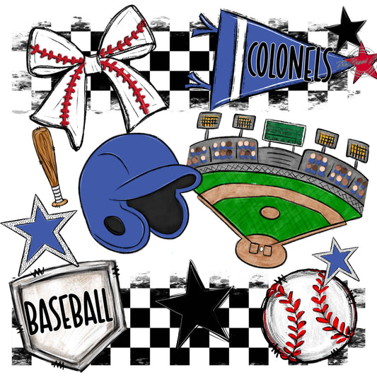 Colonels Baseball Checkers Design-Off Blue
