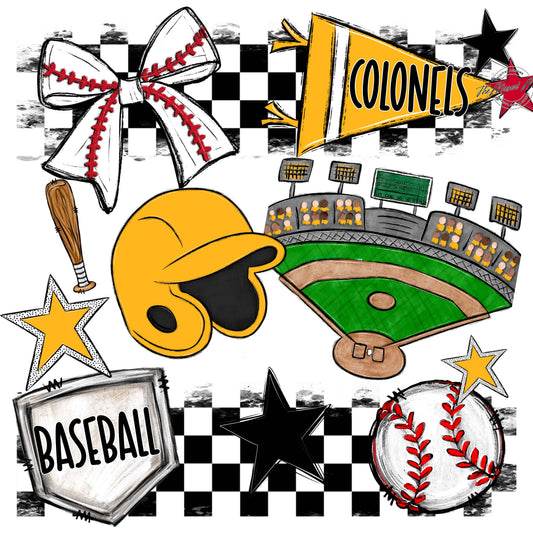 Colonels Baseball Checkers Design-Yellow