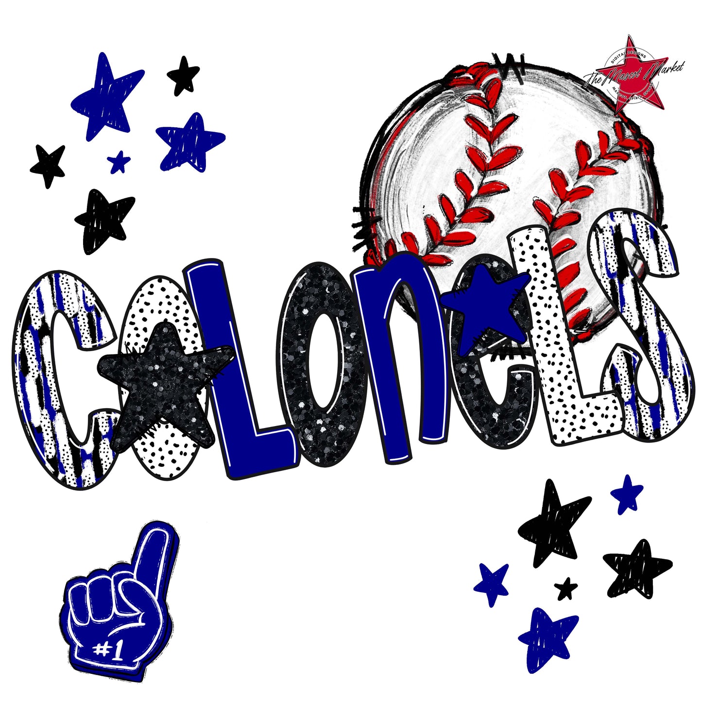 Colonels Baseball Scrape-Blue