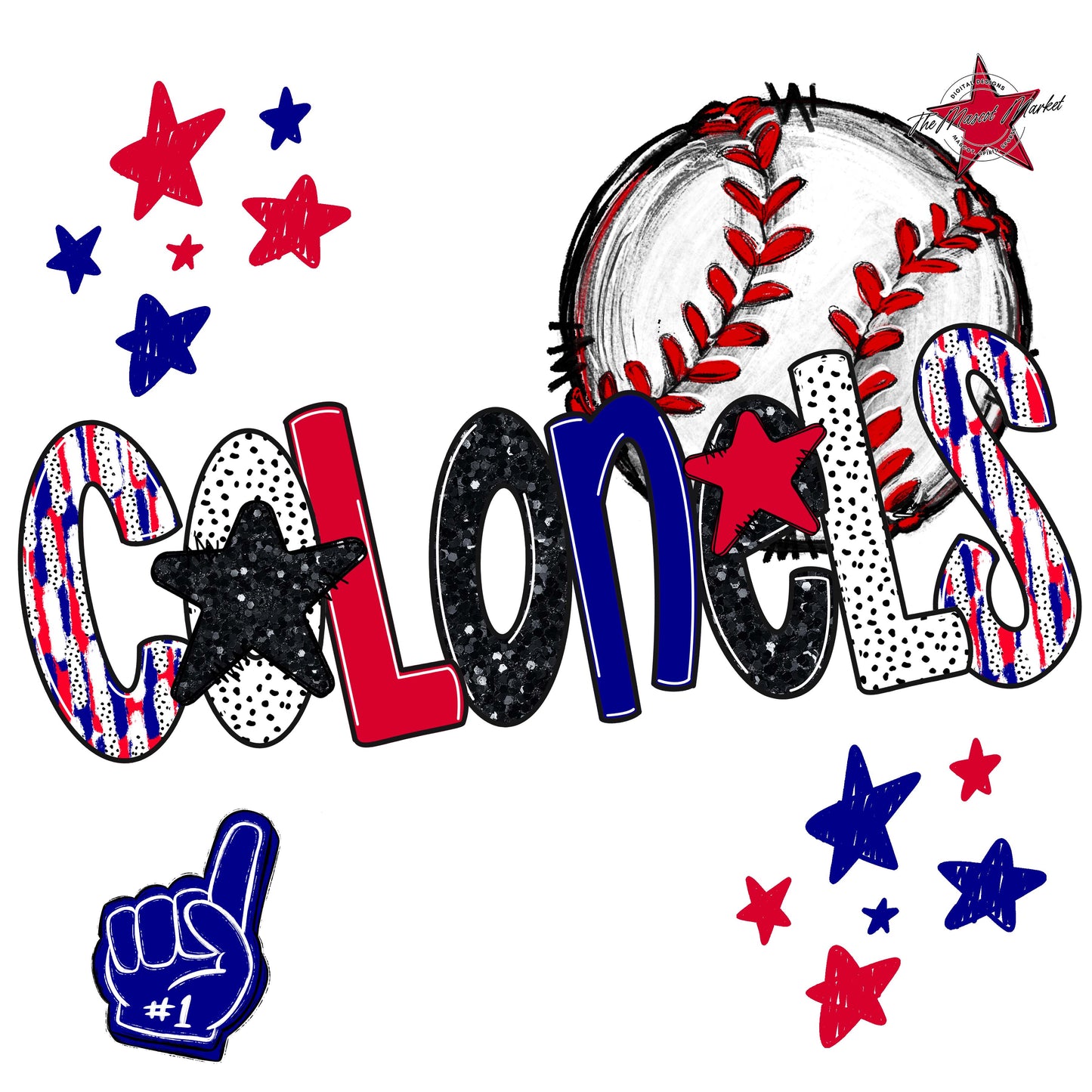 Colonels Baseball Scrape-Blue & Red