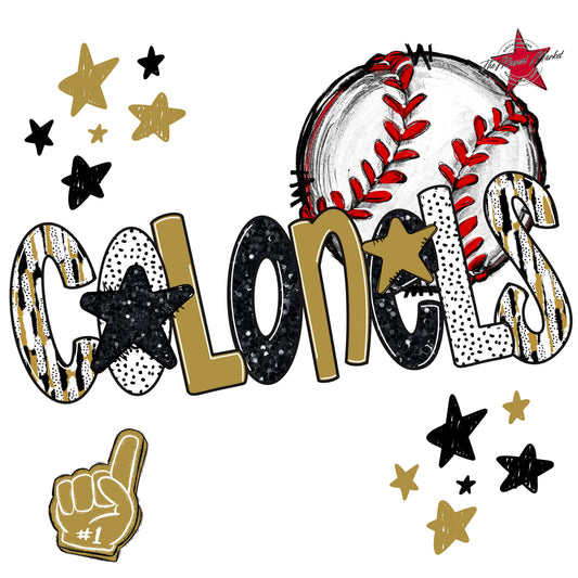 Colonels Baseball Scrape-Gold