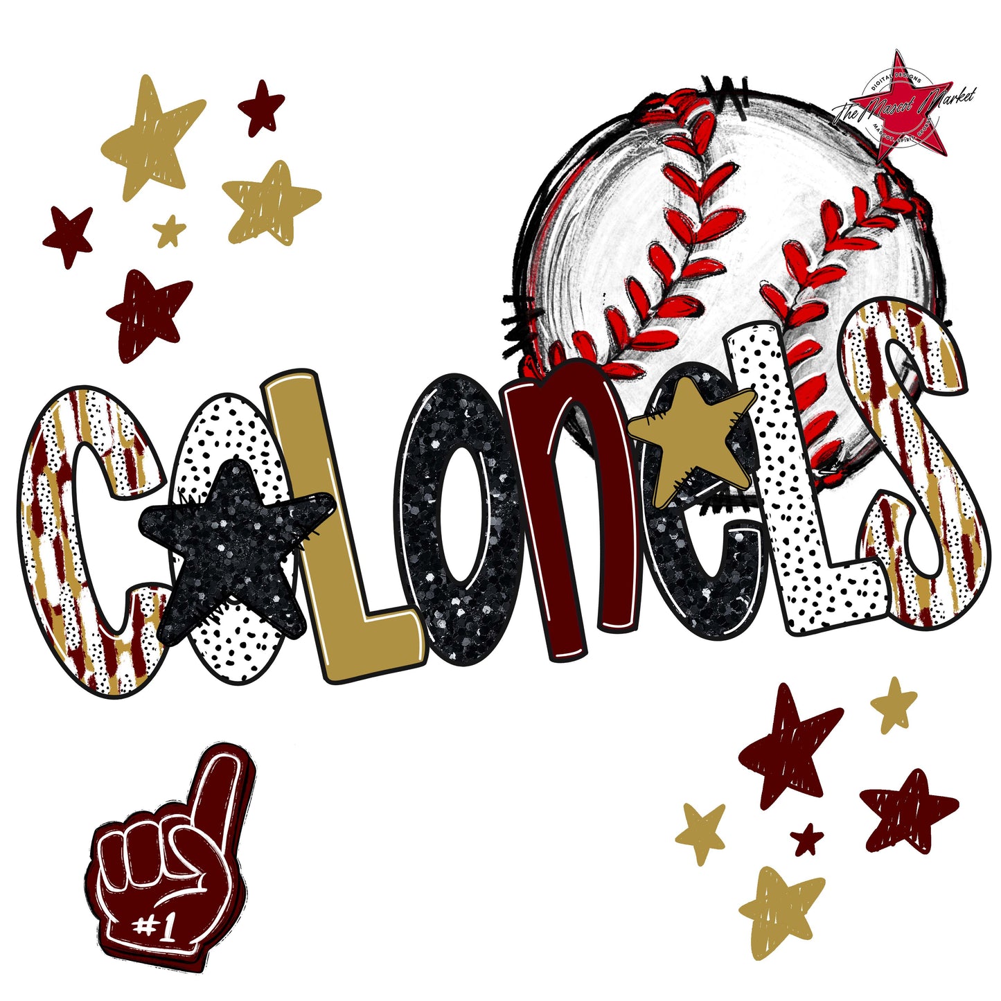Colonels Baseball Scrape-Maroon & Gold