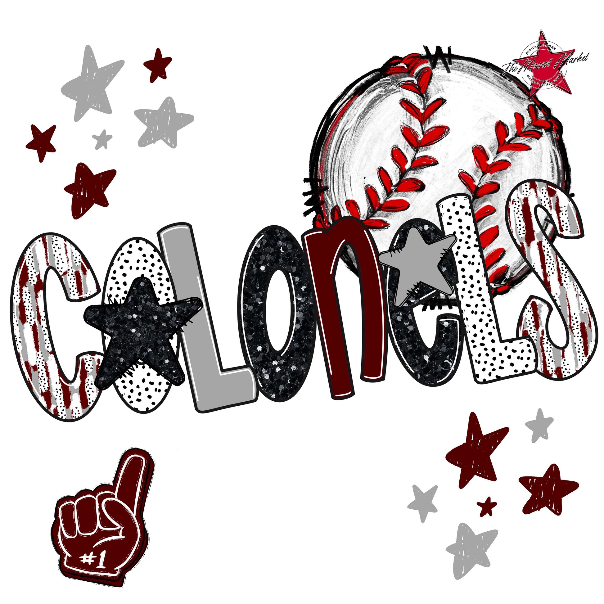 Colonels Baseball Scrape-Maroon & Grey