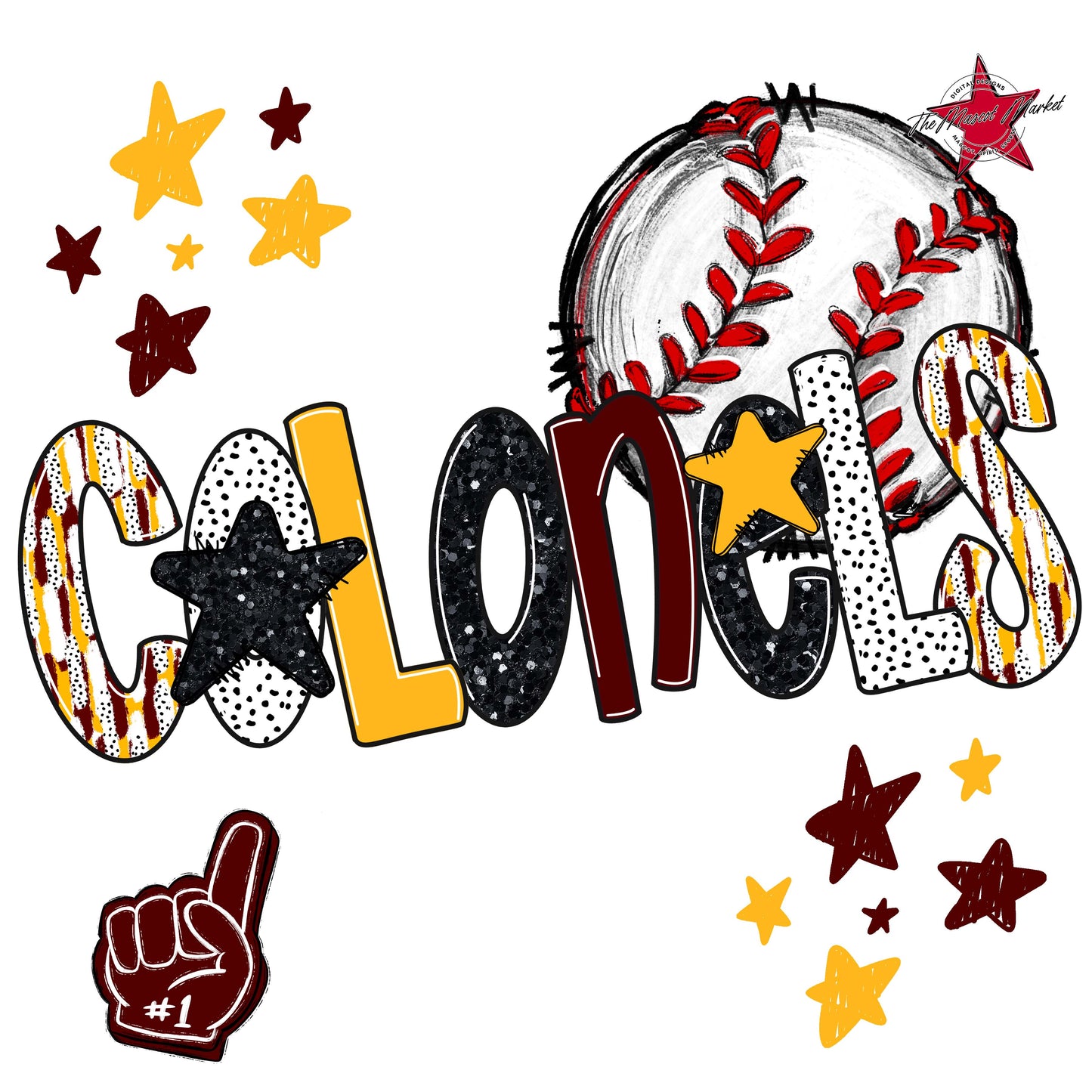 Colonels Baseball Scrape-Maroon & Yellow