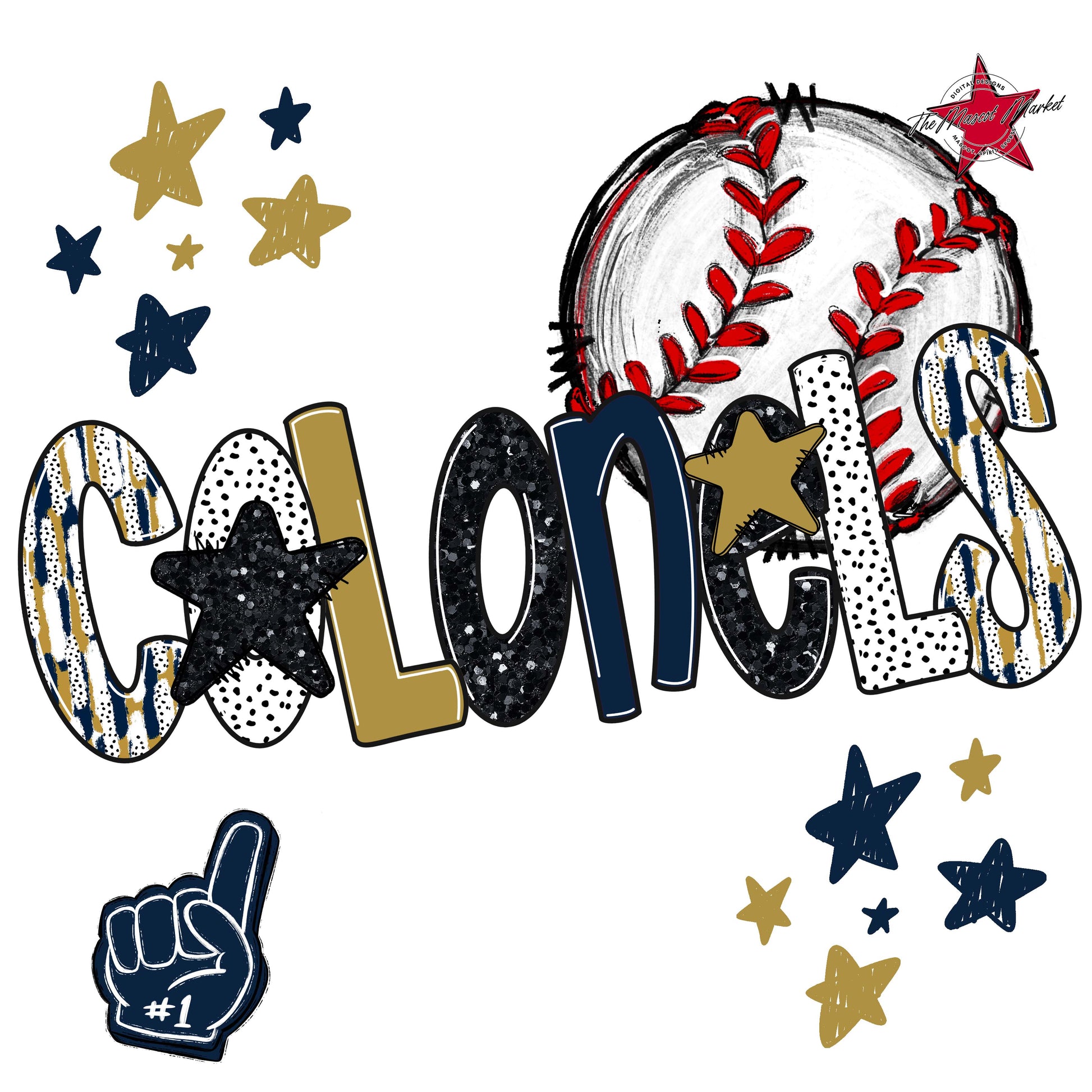 Colonels Baseball Scrape-Navy & Gold