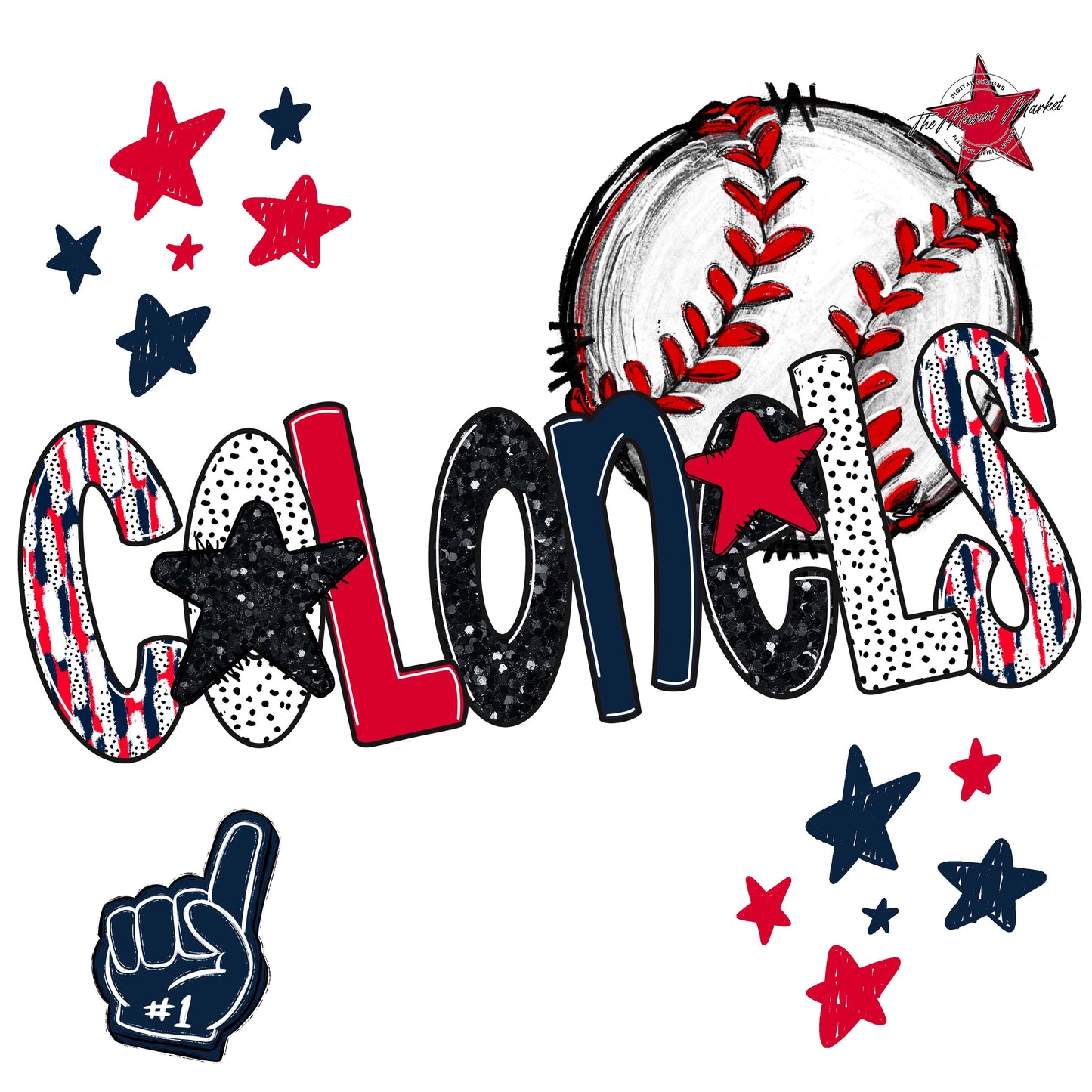 Colonels Baseball Scrape-Navy & Red