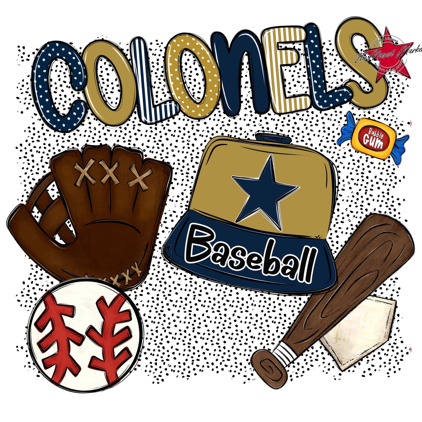 Colonels Baseball Spirit-Navy & Gold