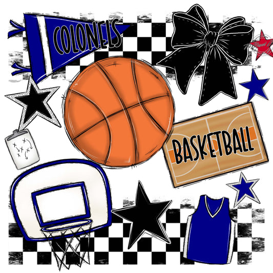 Colonels Basketball Checkers Design-Blue