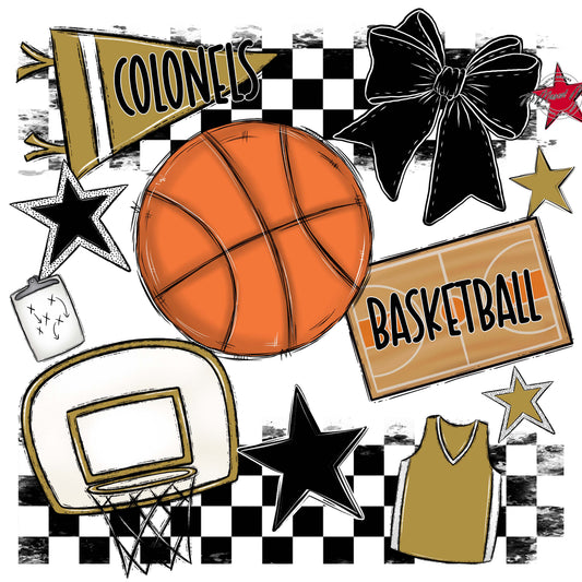Colonels Basketball Checkers Design-Gold