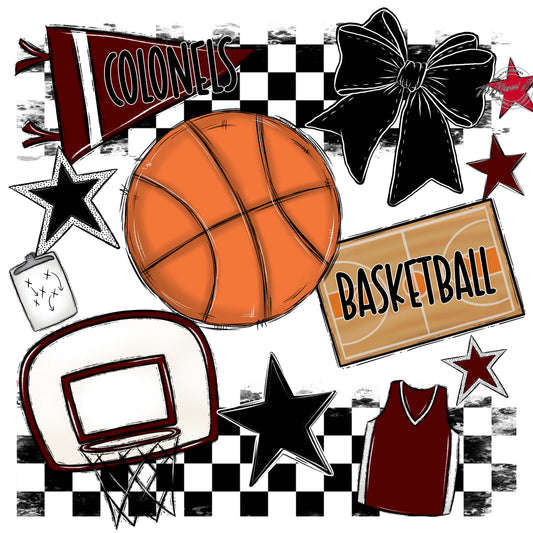 Colonels Basketball Checkers Design-Maroon