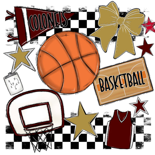 Colonels Basketball Checkers Design-Maroon & Gold