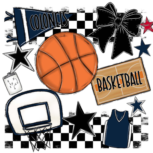 Colonels Basketball Checkers Design-Navy