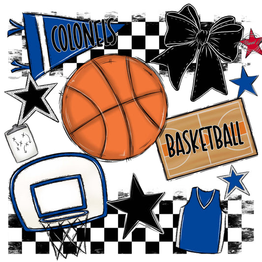 Colonels Basketball Checkers Design-Off Blue