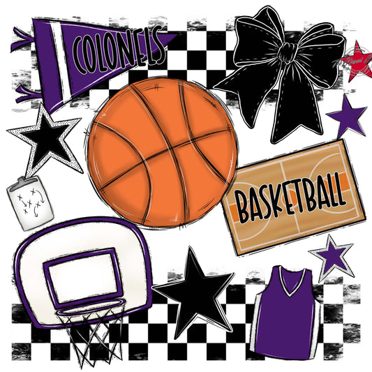 Colonels Basketball Checkers Design-Purple
