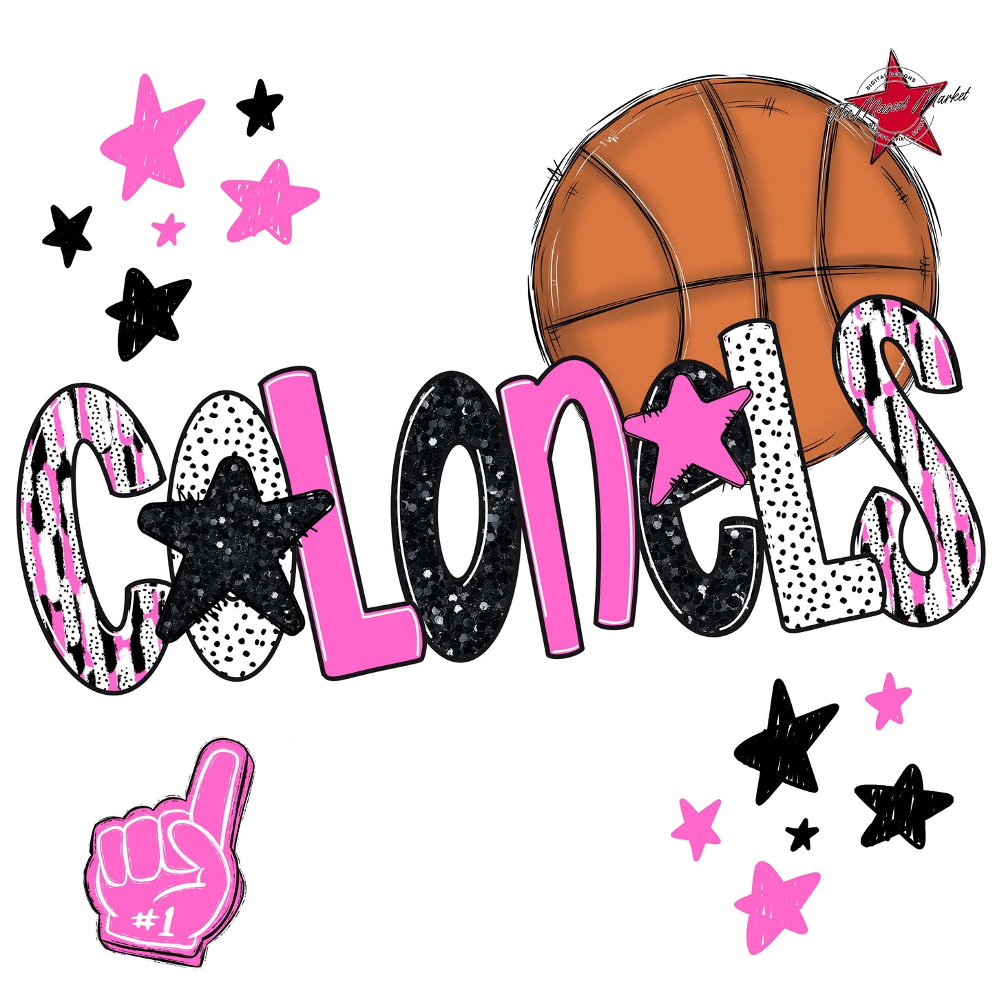 Colonels Basketball Scrape-Baby Pink