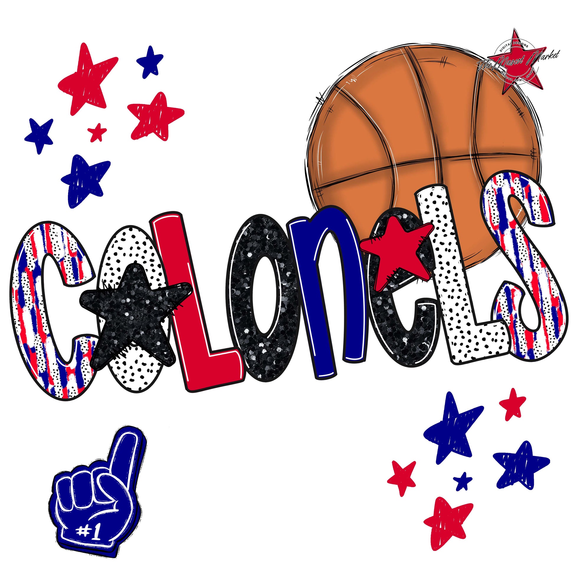Colonels Basketball Scrape-Blue & Red