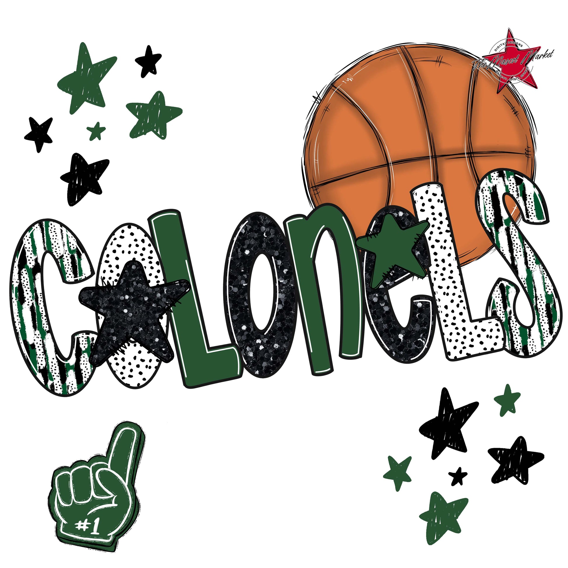 Colonels Basketball Scrape-Green