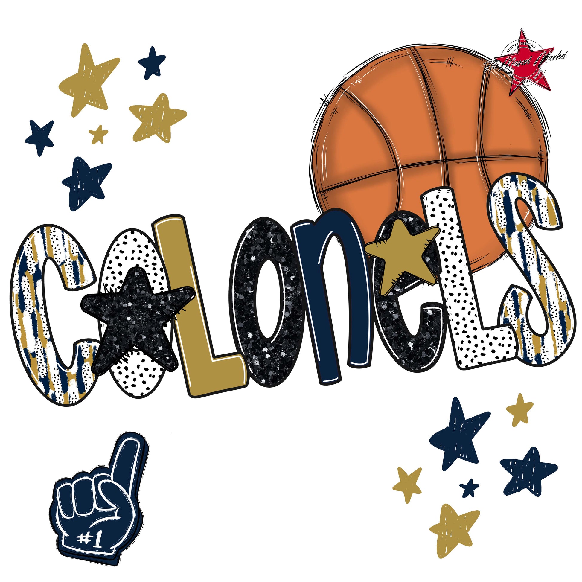 Colonels Basketball Scrape-Navy & Gold