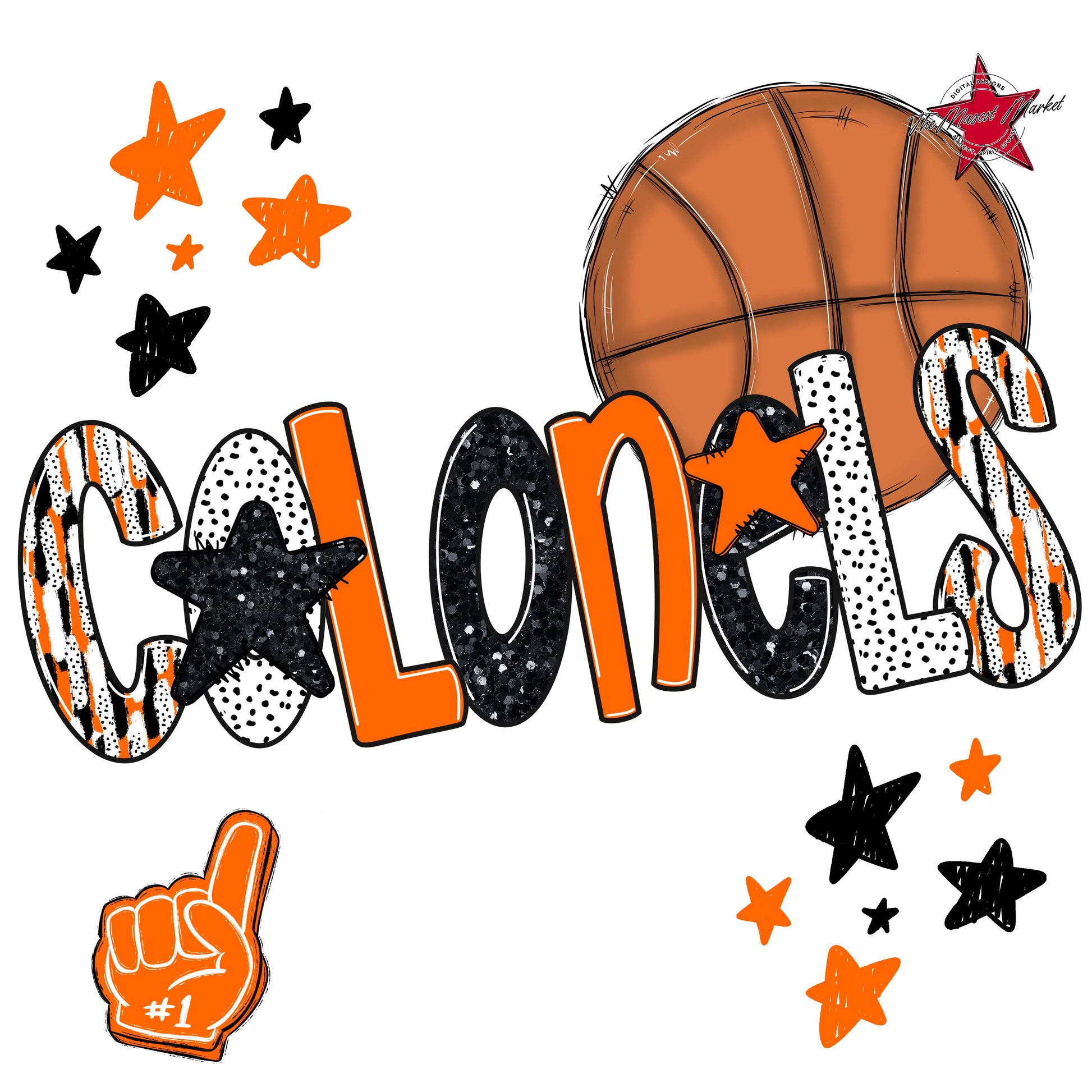 Colonels Basketball Scrape-Orange
