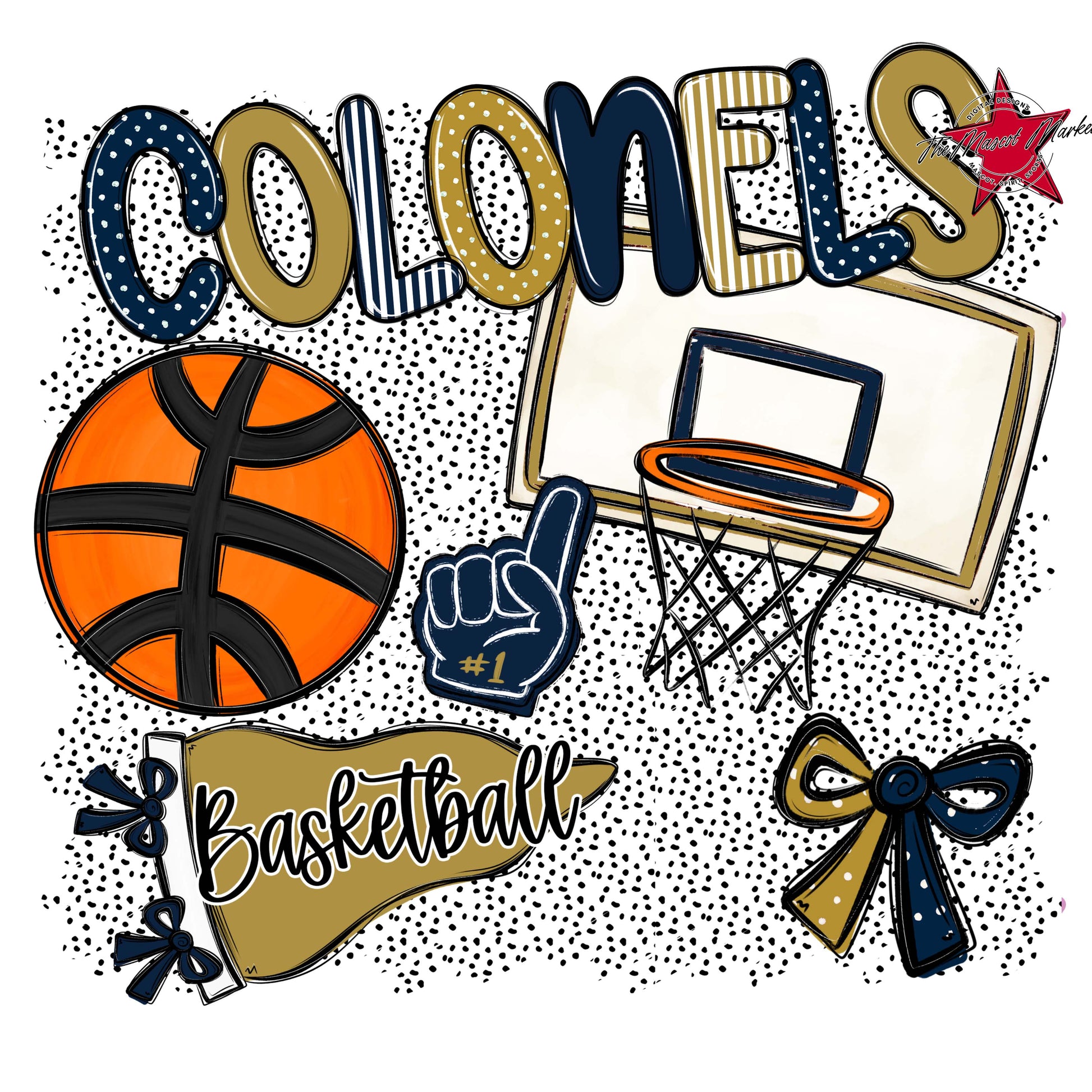 Colonels Basketball Spirit-Navy & Gold