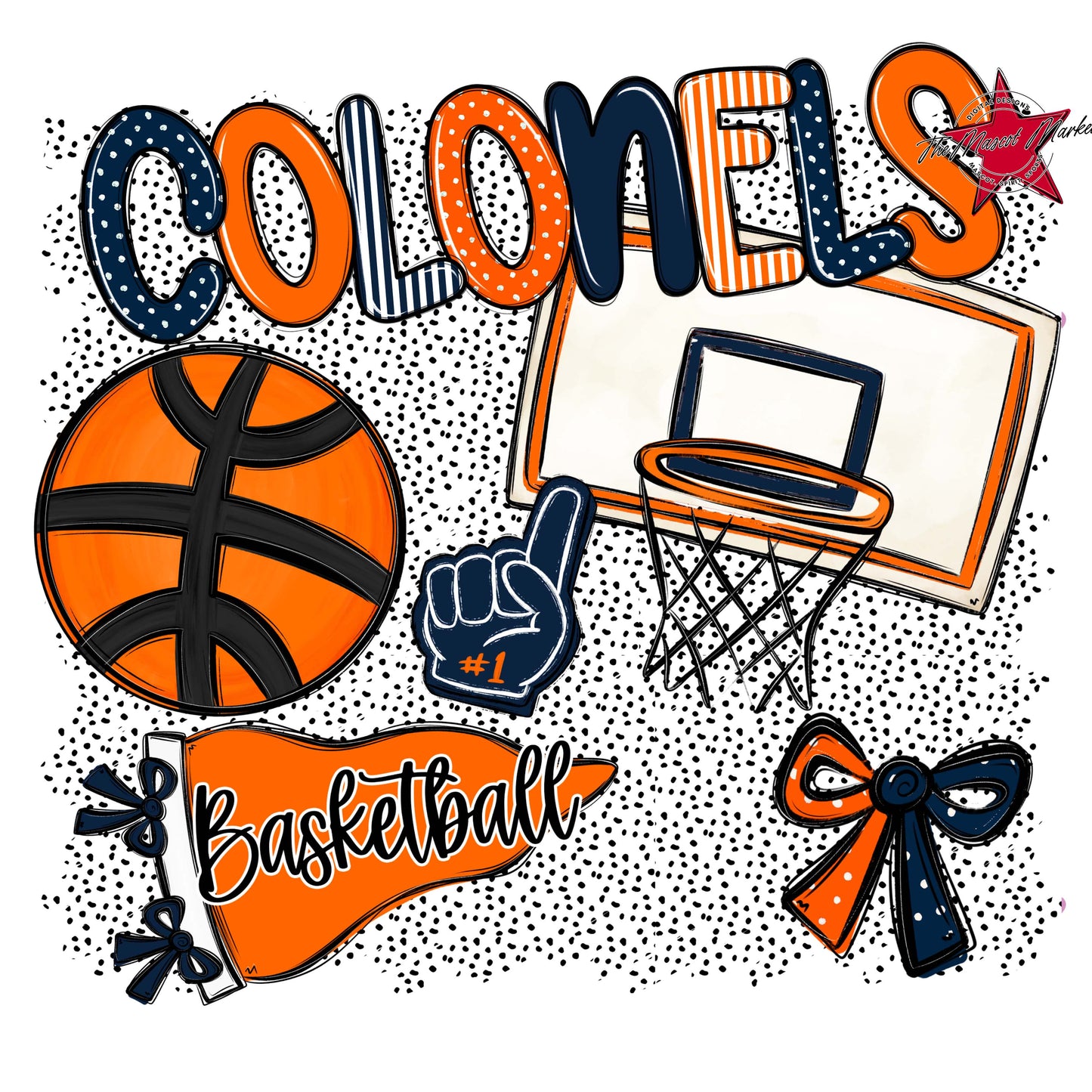 Colonels Basketball Spirit-Navy & Orange
