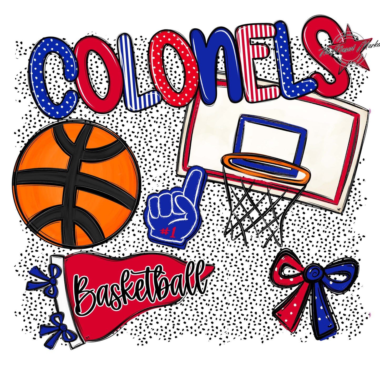 Colonels Basketball Spirit-Royal Blue & Red