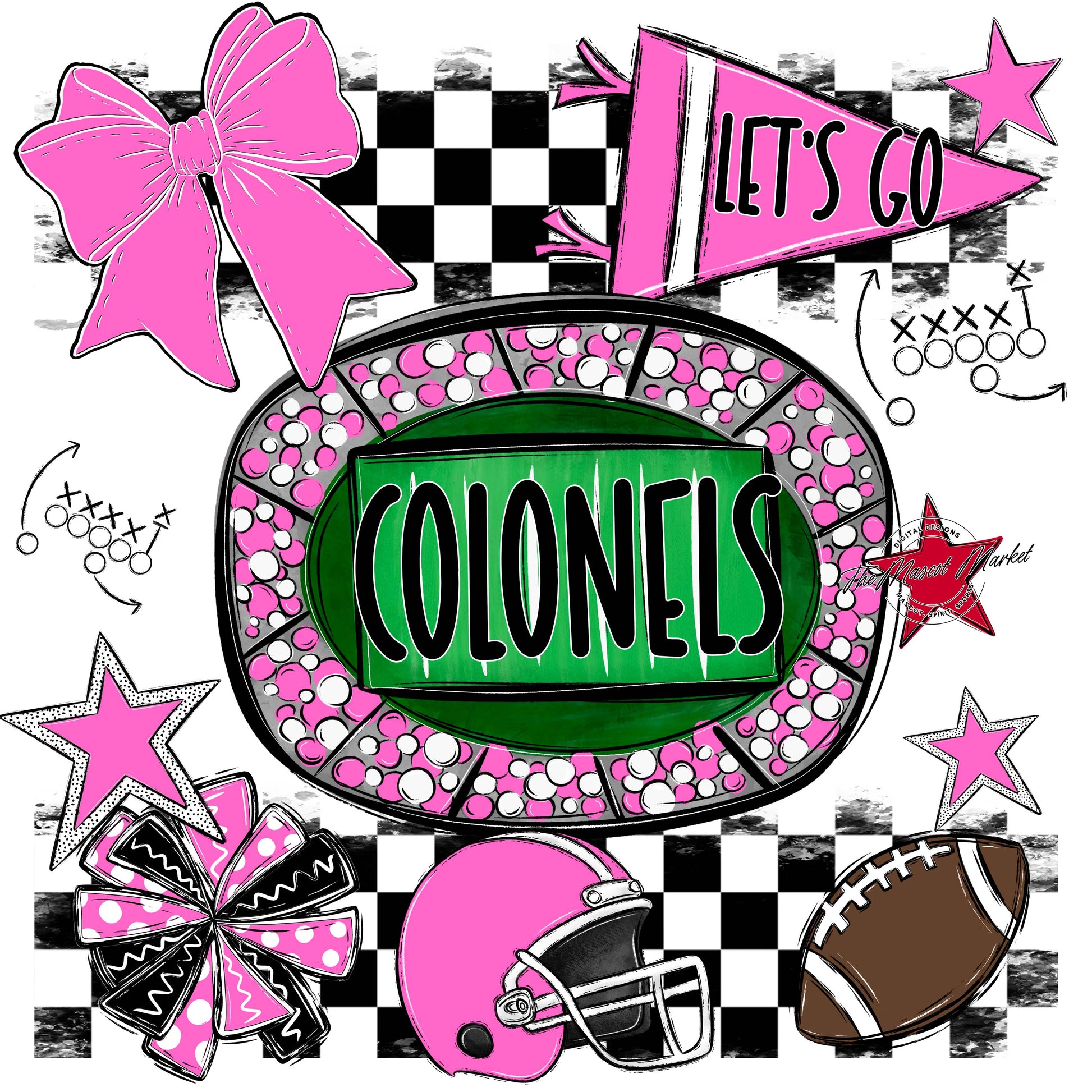 Colonels Checkers Spirit Design-Baby Pink