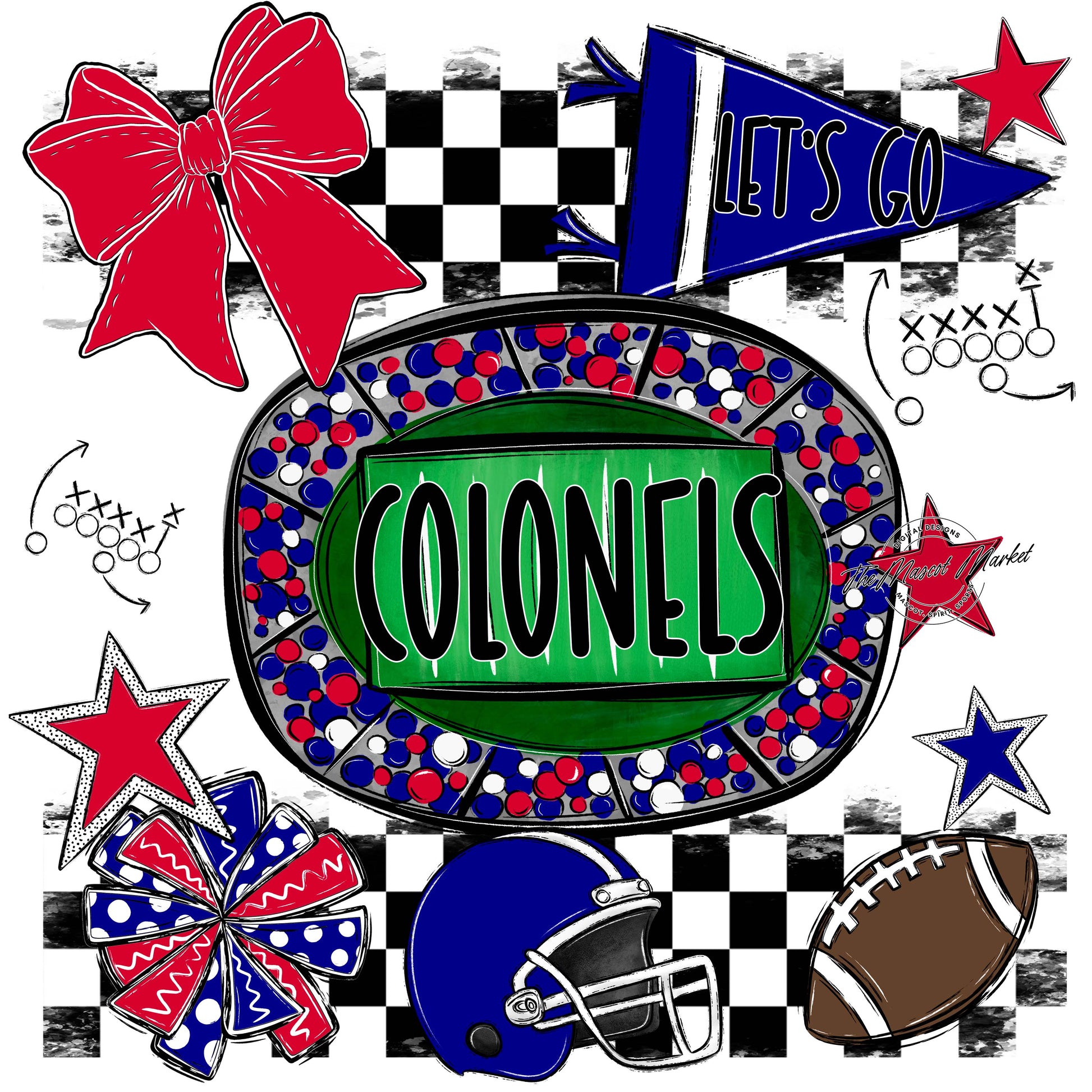 Colonels Checkers Spirit Design-Blue & Red