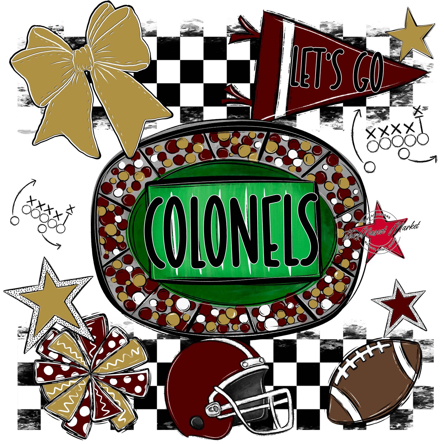 Colonels Checkers Spirit Design-Maroon & Gold