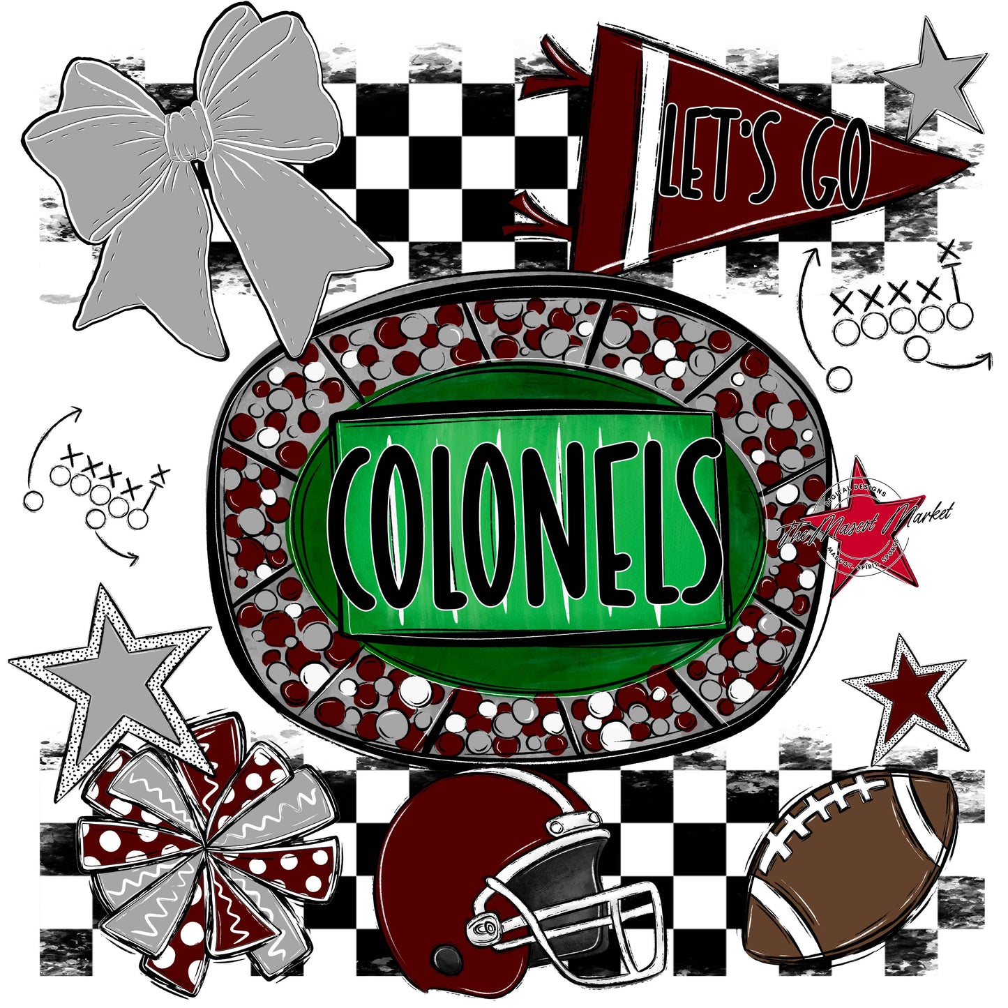Colonels Checkers Spirit Design-Maroon & Grey