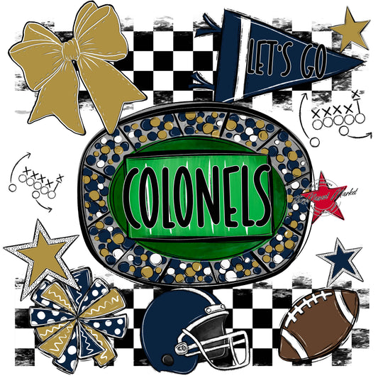 Colonels Checkers Spirit Design-Navy & Gold