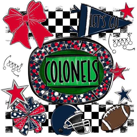 Colonels Checkers Spirit Design-Navy & Red