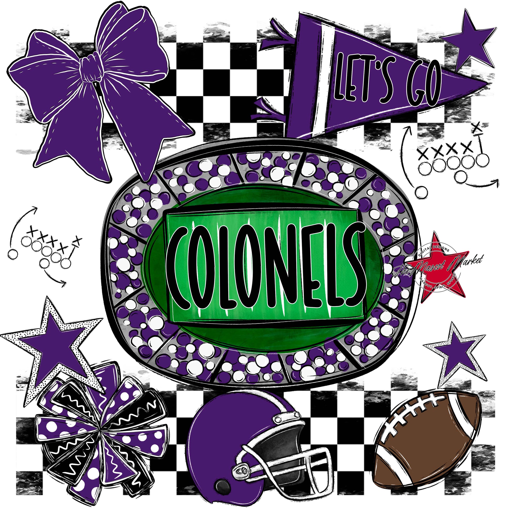 Colonels Checkers Spirit Design-Purple