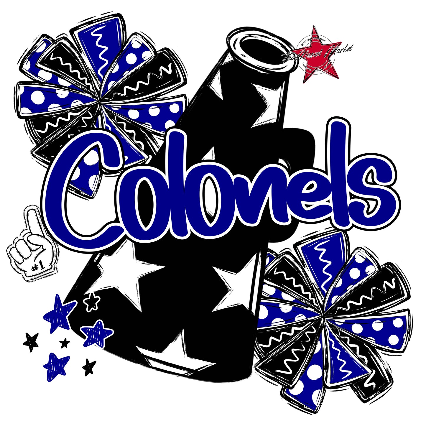 Colonels Cheer Megaphone Design-Blue