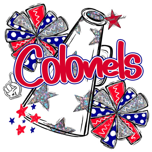 Colonels Cheer Megaphone Design-Blue & Red