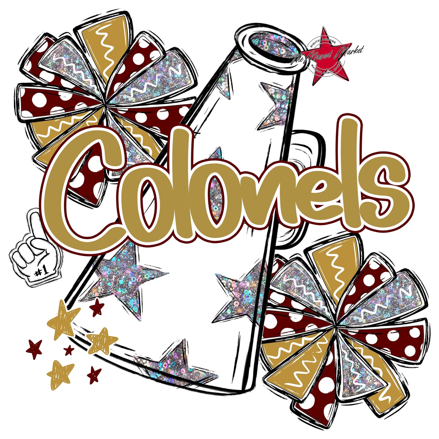 Colonels Cheer Megaphone Design-Maroon & Gold