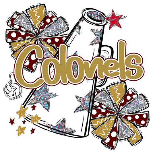 Colonels Cheer Megaphone Design-Maroon & Gold
