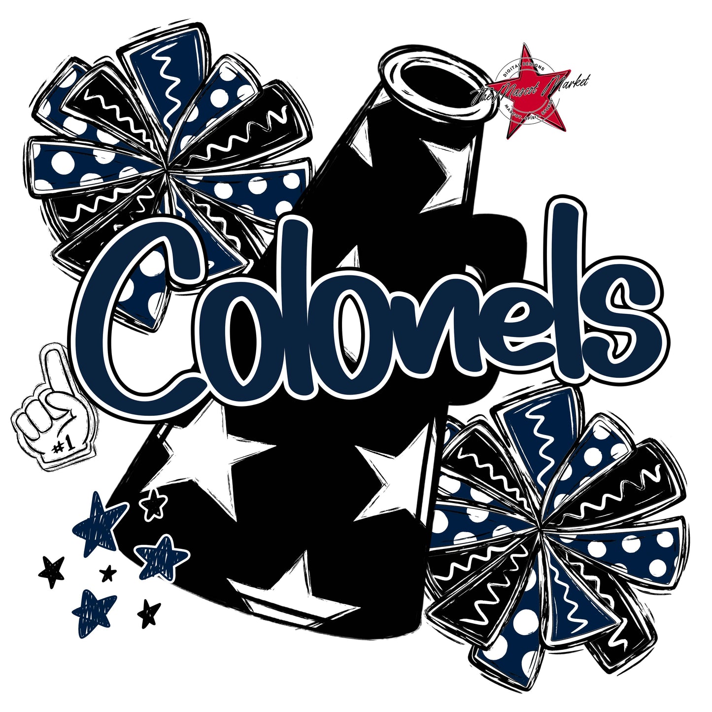 Colonels Cheer Megaphone Design-Navy