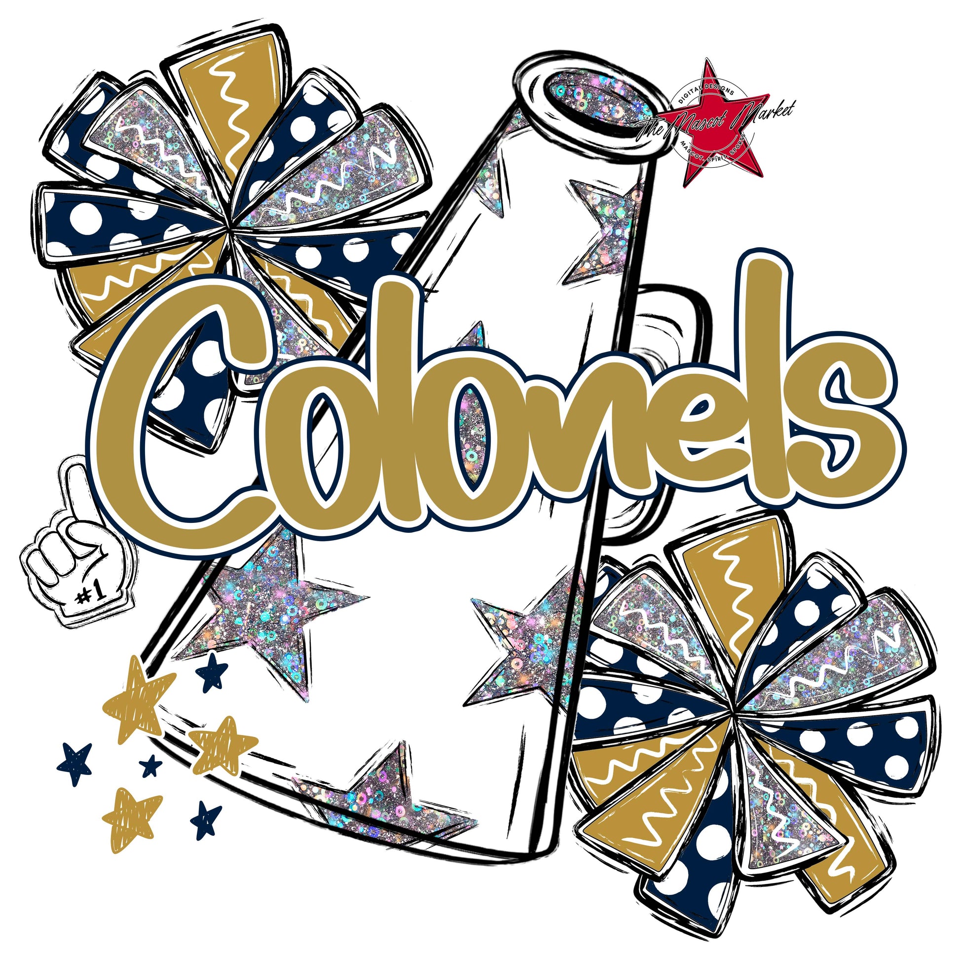 Colonels Cheer Megaphone Design-Navy & Gold