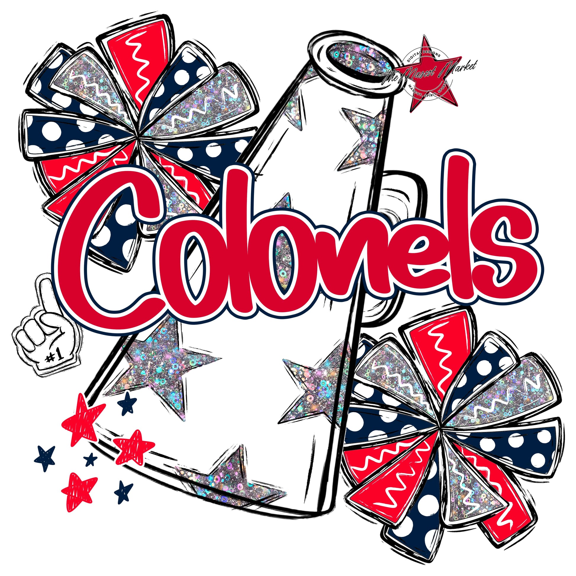 Colonels Cheer Megaphone Design-Navy & Red