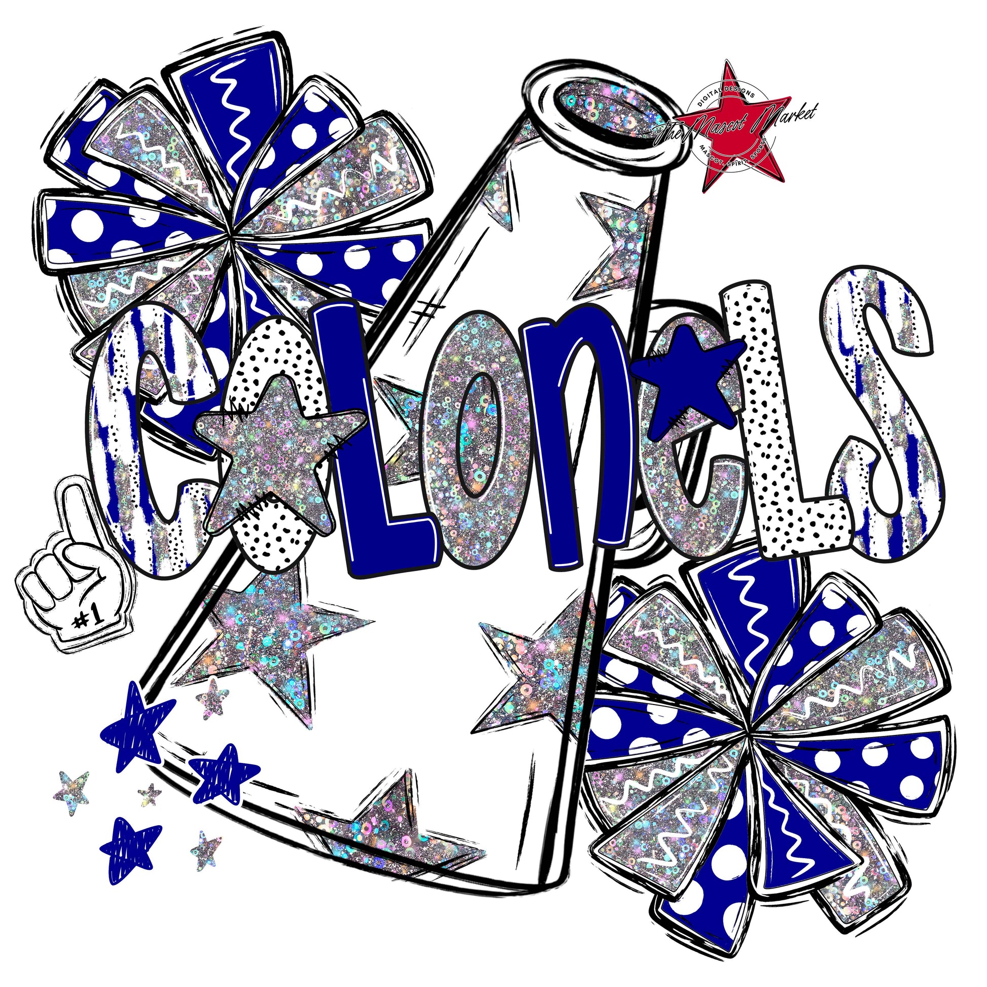 Colonels Cheer Megaphone Scrape-Blue