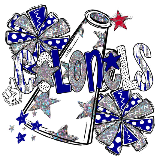 Colonels Cheer Megaphone Scrape-Blue